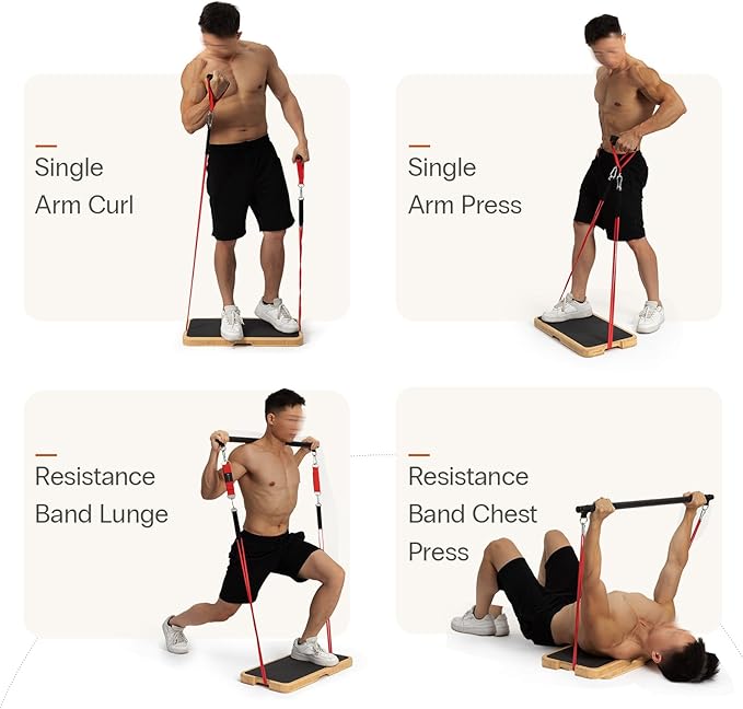 StrongTek Resistance Band Training Platform, Heavy-Duty Bamboo/Wood Board for Safe & Stable Resistance Workouts, Non-Slip, 1000 lbs Capacity for Arms, Shoulders, Core, Back & Legs