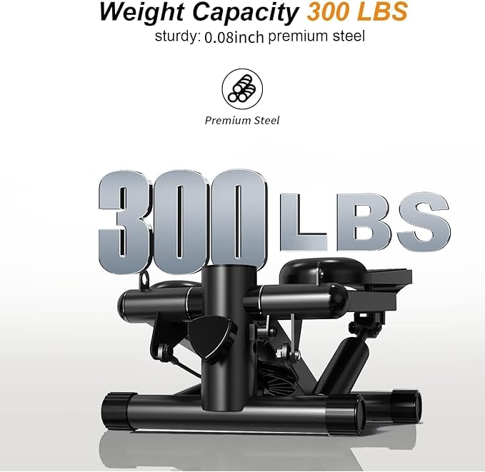 Mini Stepper for Home Exercise with Resistance Bands & LCD Display - 300LB Capacity, Compact Stair Climber Machine for Cardio Fitness & Muscle Strengthening