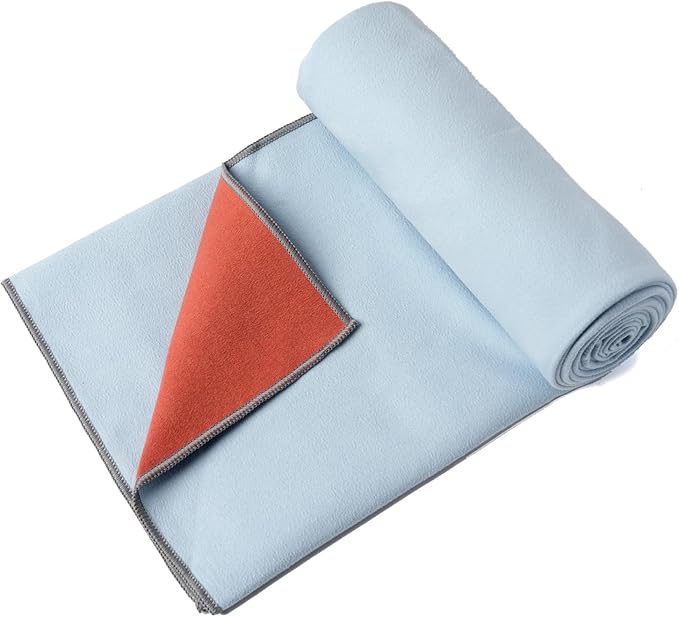 Eunzel Hot Yoga Towel, Reversible Two-Tone Non-Slip Yoga Mat Towel, Sweat Absorbent for Hot Yoga, Pilates and Workout, 72" x 26.5", Sedona Red& Blue