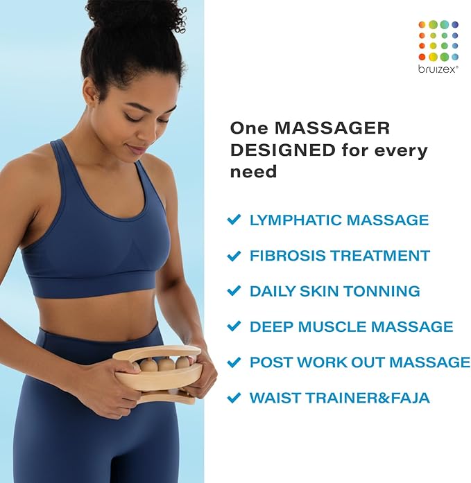 Wood Therapy Massage Tool | Lymphatic Drainage Massager | Cellulite, Fascia, Leg, Back & Thigh Muscle Roller for Post Liposuction & Fibrosis Treatment | Surgery Recovery 360 Lipo| Tummy Tuck & BBL
