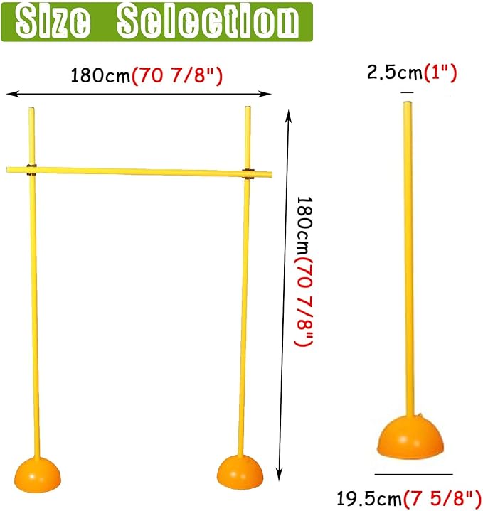 Agility Hurdles Soccer Training Agility Poles, Multi-Function Athletic Speed Hurdles for Athlete/Coach, Portable Sports Team Agility Obstacles Pole, Easy to Install(180cm/71in/6ft)