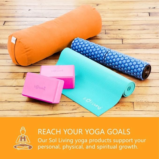 Sol Living Yoga Blocks 2 Pack High Density EVA Foam Yoga Cushion Stretching Pilates Meditation Exercise Equipment Support Deepen Poses Odor Free Non Slip Yoga Accessories - 4" x 6" x 9"- Pink