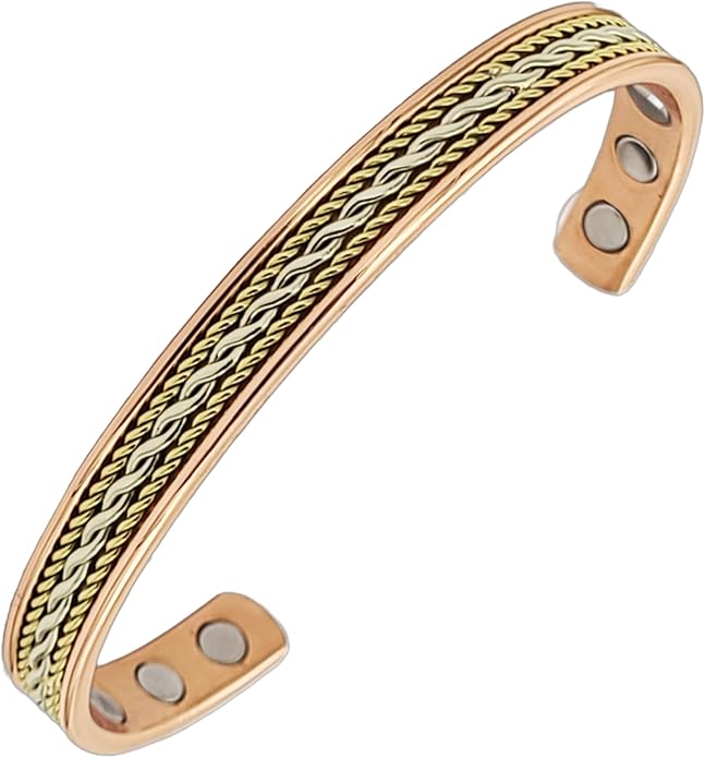 Earth Therapy Elegant Design Magnetic Field Copper Bracelets with Ultra Strength Magnets - Unisex - Adjustable