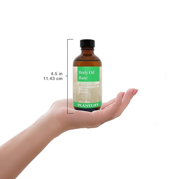 Plantlife Body Oil Base Carrier Oil - Cold Pressed, Non-GMO, and Gluten Free Carrier Oils - for Skin, Hair, and Personal Care - 4 oz