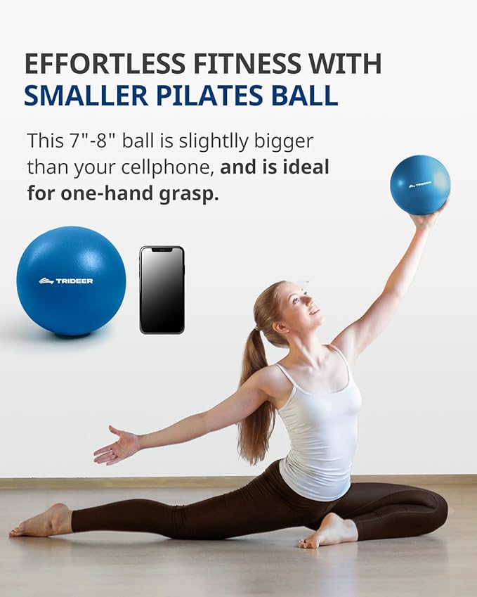 Trideer Pilates Ball - 7-8 inch with Pump, Small Core Ball for Yoga, Barre, Physical Therapy