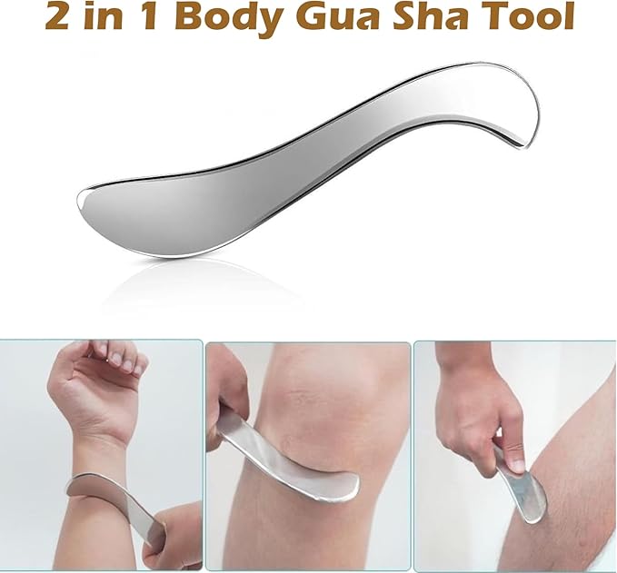 Muscle Scraper Tool Stainless Steel Body Gua Sha Set Scraping Tool Physical Therapy Suitable for Face,Back, Abdome,Legs, Arms,Neck,Shoulder