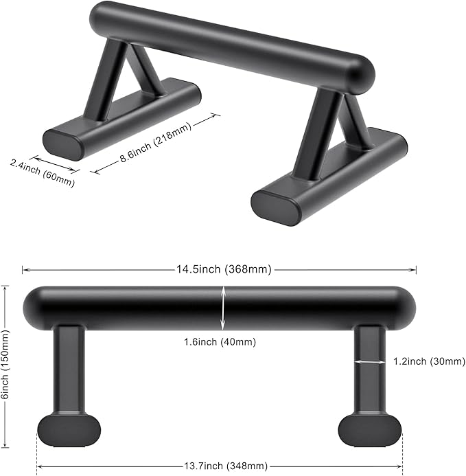 SELEWARE Wood push up bars Parallettes bars Anti-slip Handstand Bars for Calisthenics, Fitness, Floor workouts Solid Wood with Sturdy Metal Bracket, Support 600 lbs