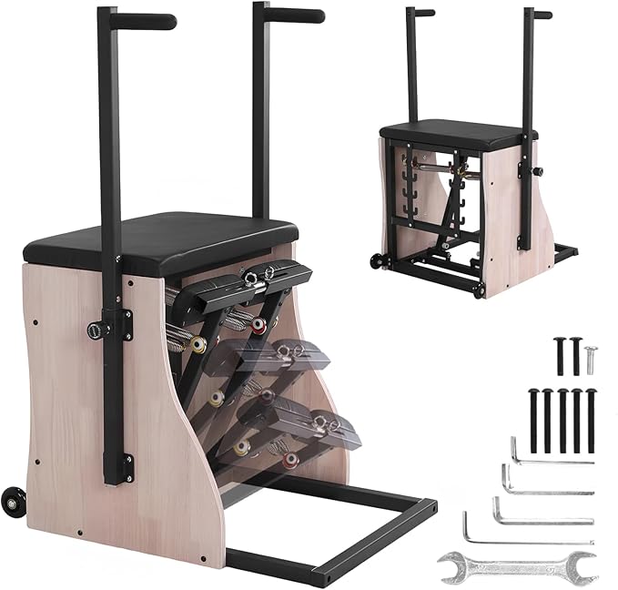 Pilates Chair, Pilates Pro Chair with Adjustable Handles and Split Pedals for Yoga Core Training, Professional Yoga Chairs for Home Use Gym Workout Rehabilitation