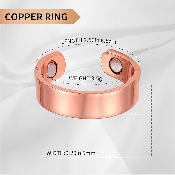 BioMag Copper Rings for Women, 99.99% Pure Copper Magnetic Rings Thumb Rings for Lymphatic Drainage, Adjustable Jewelry Gifts for Women