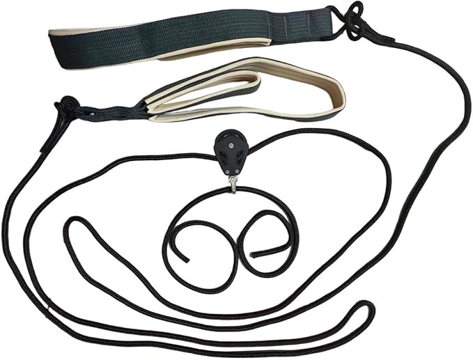 Pilates Reformer Pull Ropes Kit with Wheel - 5.2m (204.7 inch) Nylon Double Loop Straps for Home Exercise