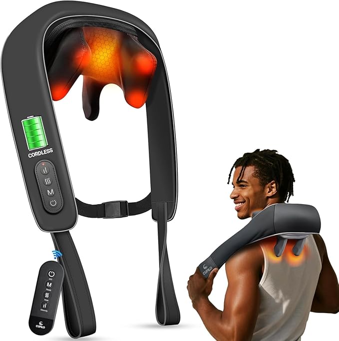 Shiatsu Neck and Shoulder Massager with Heat [Remote Control], FSA Eligible HSA, 6D Kneading Neck Massager for Pain Relief Deep Tissue, Gifts for Men Women