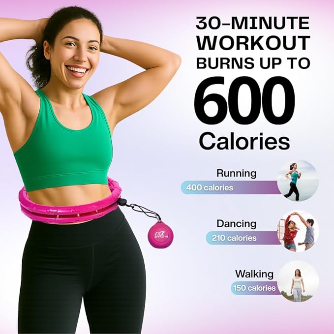 FIT ON FORM Infinity Weighted Hula Hoop for Adults Weight Loss, Smart Exercise Hola Circle Hoop for Women Abs Workout