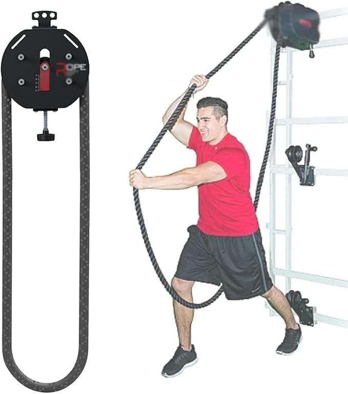 Cable Pulley System - Suspension Trainer & Endless Rope Trainer Machine for Home, Adjustable Resistance Pulley Cable Machine for Muscle Endurance, Upper Extremity & Aerobic Exercise