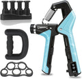 Hand Grip Strengthener - Adjustable Resistance 11-220Lbs Forearm Strength Trainer with Counting, Silicone Grip Ring & Hand Exercise for Quickly Increasing Wrist Forearm and Finger Strength Combo Set