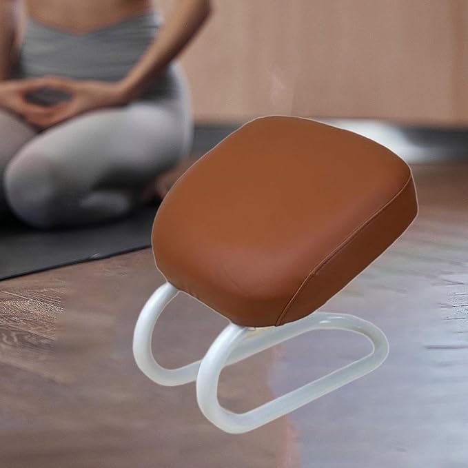 Kneeling Meditation Stool Seat Ergonomic Adults Gift, Sturdy Women Portable Prayer Bench, Meditation Bench for Yoga Studio, Brown