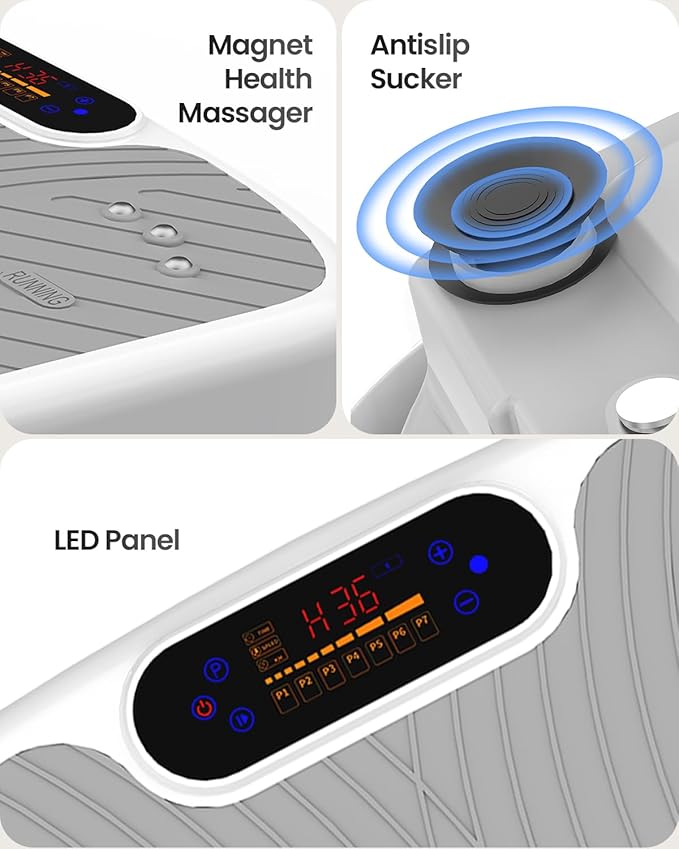 Vibration Plate Exercise Machine, Vibrating Plate Platform for Lymphatic Drainage with 200 Adjustable Speeds, Power Vibration Plate for Weight Loss & Fitness, Supports Weight 450 Lbs
