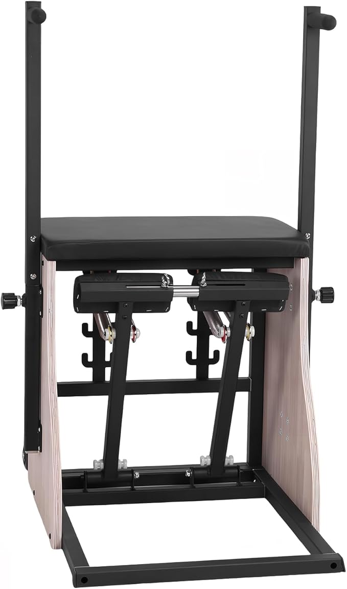Generic Oak Wood Pilates Chair with 4 Level Handles Split Pedals Adjustable Resistance Pilates Stabilizer Chair for Home Workouts and Studio Use