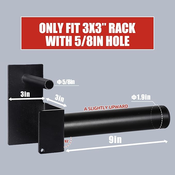3x3 Weight Plate Holder Attachment, Power Rack Weight Horns for Olympic Weight Plates Storage