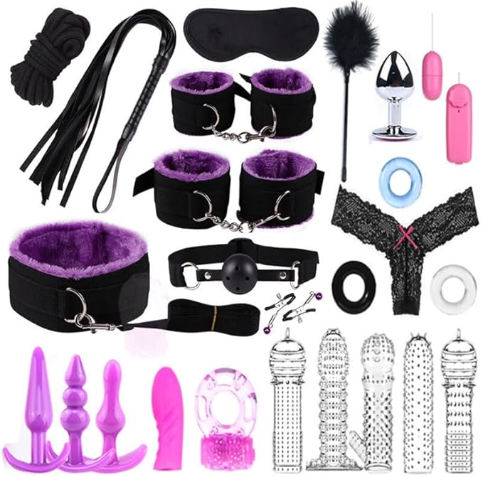 25 Pcs Purple Nylon Yoga Set for Couple Fitness Training - Full-Body Workout Equipment Kit for Couples Daily Fitness