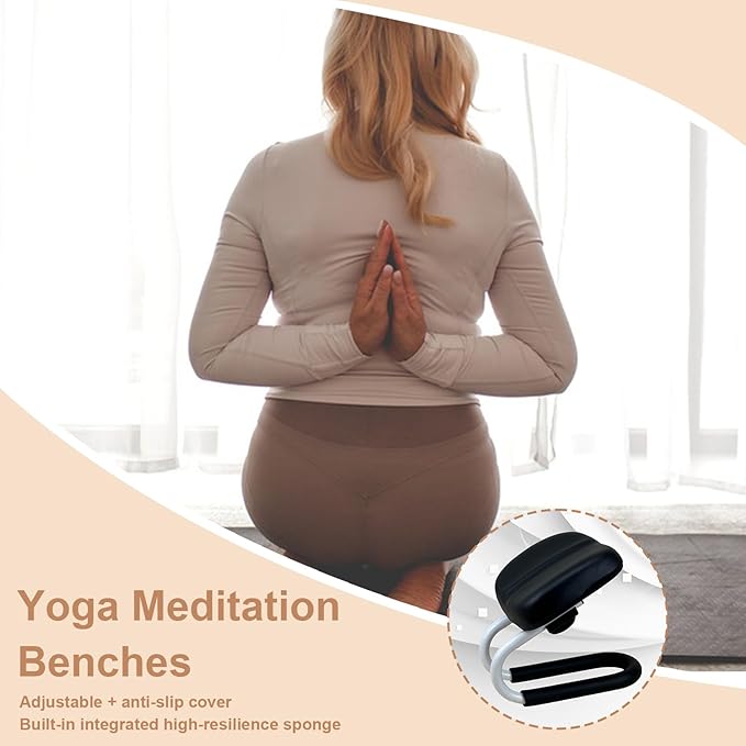 Meditation Stool - Adjustable Height Kneeler with Sponge Cushion | Foldable Bench Seat for Praying, Yoga, Meditation, Non-Slip Legs, Portable Chair for Studio, Home, Retreats, Spiritual Practice