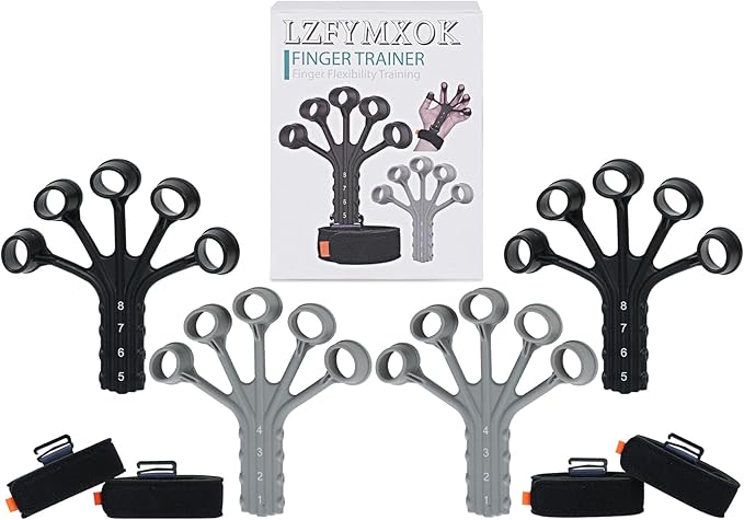 Grip Strength Trainer,Gripster, 4 Pcs Hand Gripper Strengthener, 8-Gear Strength Adjustment, Used to Exercise Finger Strength, Flexibility and Physical Recovery of Hands.