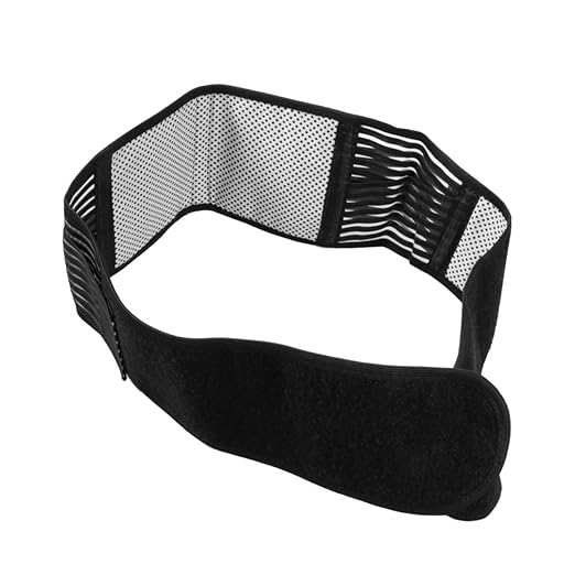 Mobestech 2pcs Portable Adjustable Magnetic Therapy Back Support Belt Self-heating Lumbar Brace for Lower Back Unstretched Fits Waist Breathable Black Design