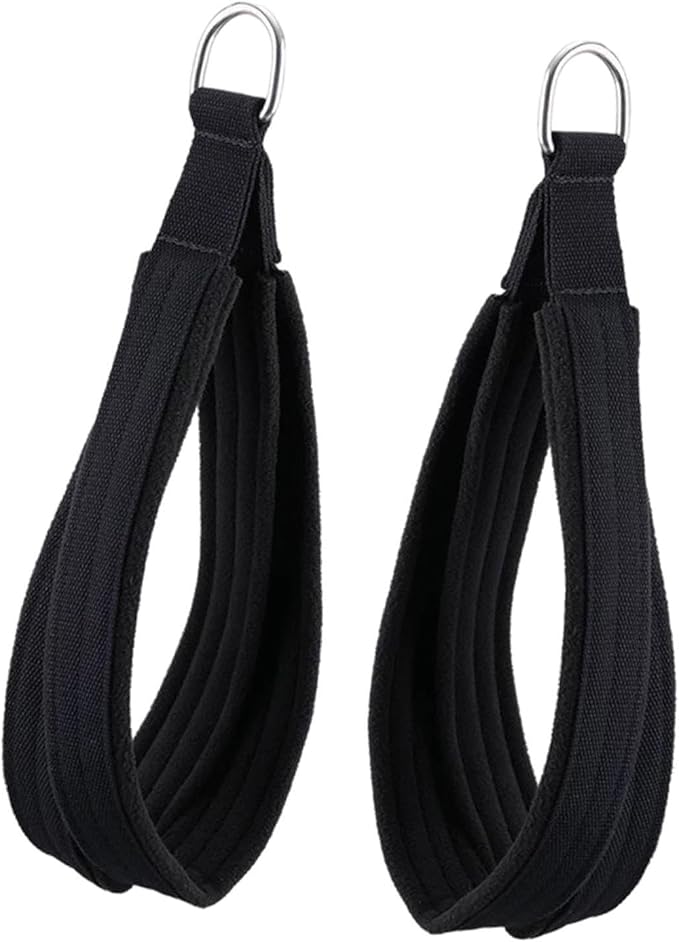2Pcs Pilates Straps Double Loop with D Rings for Reformer Home Gym Equipment Ankle Support Core Training Padded Fitness 15.75x1.97inch
