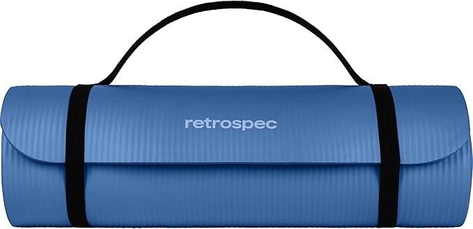 Retrospec Solana Yoga Mat Thick 1/2in Non-Slip Workout Mat with Nylon Strap - 72x24in Exercise Mat for Pilates, Stretching & Fitness - BPA Free, Easy Clean