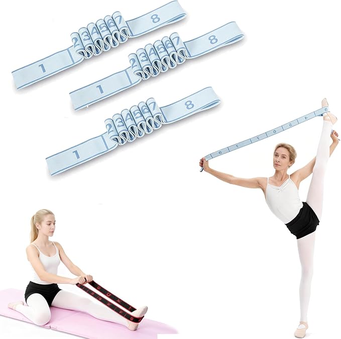 Fitness Resistance Band for Stretching & Yoga, 8/10/12-Section Stretch Band with Clear Markings, Elastic Training Band for Pilates, Yoga, Fitness & Stretching Exercises