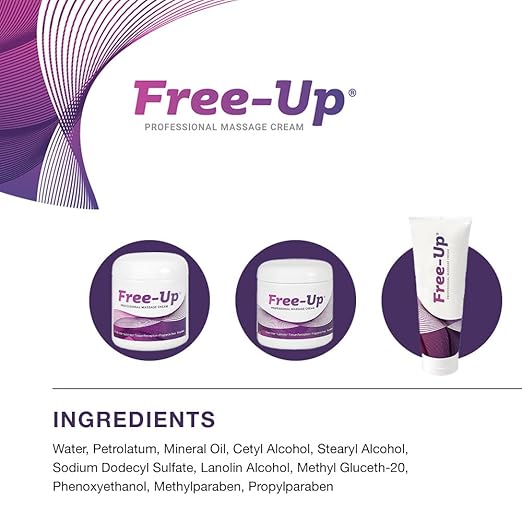 Free-Up-Professional Massage Cream, Fragrance-Free, Great Glide, Lubricity, Tissue Perception, Perfect for Physical Therapy, Massage Versatile, Non-Greasy, 16 Oz Jar