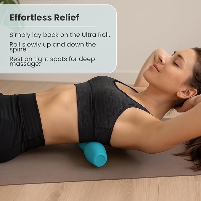 Back Roller for Back Pain Relief – Upgraded 100% Flexible Silicone That Wraps Around The Spine for Deeper Relief, Softer Than Hard Foam Rollers
