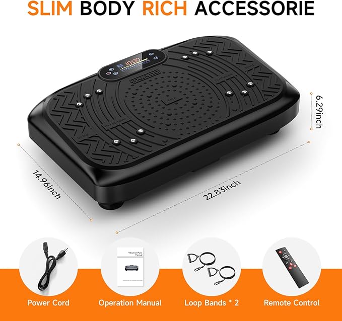 Vibration Plate Exercise Machine 450 Lbs Capacity,Vibrating Plate for Lymphatic Drainage,Power Shake Plate 199 Speeds for Weight Loss,Full Body Vibration Platform Machines for Women Men