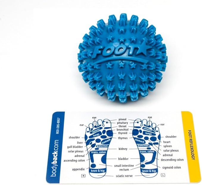 Body Back Foot Star® Massager Ball and Plantar Fasciitis Roller - Soothe Foot Stress, Discomfort, Aches, & Tightness (Pack of 2, Blue, 2-Inch)