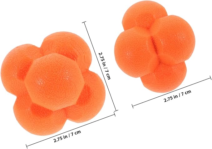 Mipcase Hexagonal Sports Reaction Ball 7cm Orange Rubber Agility Training Ball for Hand Eye Coordination and Speed Reflex Training Exercise Equipment for Baseball and Fitness