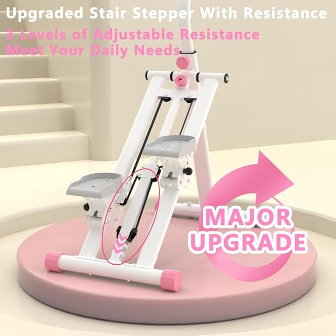 Stair Stepper, 3 Levels Adjustable Resistance Stair Master, Full-Body Exercise Climber Fitness Equipment Foldable, Vertical Climber Workout Machine