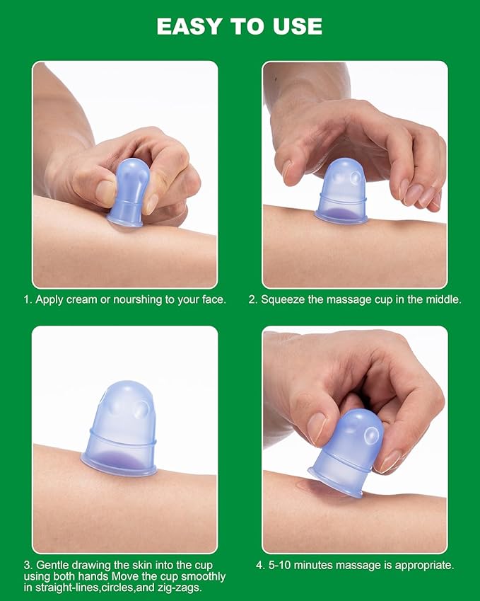 Silicone Cupping Therapy Sets (6-Pc Kit) - Included 2 Pcs Facial Suction Cups, Anti Cellulite Cup Massager - Vacuum Suction Cup for Cellulite Treatment - Amazing Cellulite Remover