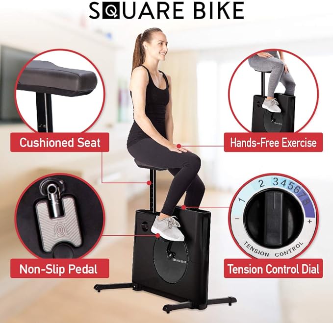 Compact Exercise Bike with 8 Levels of Magnetic Resistance - Stationary Bike For Home & Under Desk Exercise by Daiwa Felicity (Black)