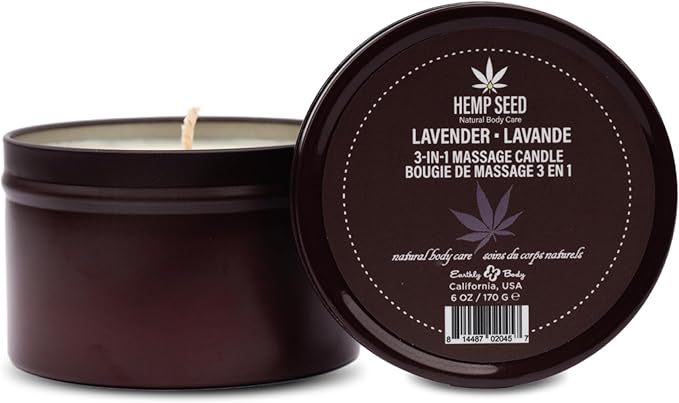3-in-1 Massage Candle, Lavender Scent - 6 oz. - Candle, Massage Oil & Moisturizer in One - Coconut, Apricot & Soybean Oil - Vegan & Cruelty Free