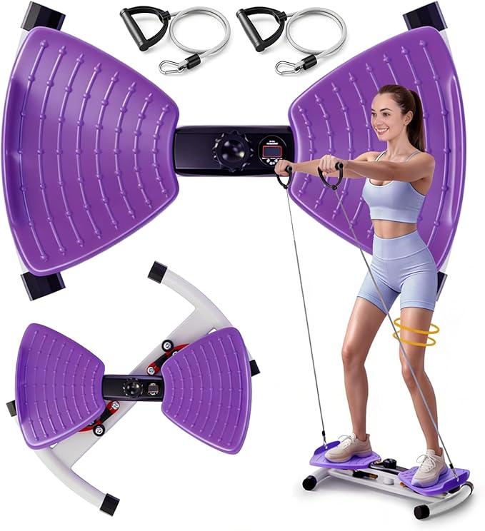 Waist Twister Machine Exercise, Ab Twist Board with Smart LED Digital Counter, Supports 300 lbs, Noiseless, Anti-Slip, Compact Portable for Home Gym Workout Equipment