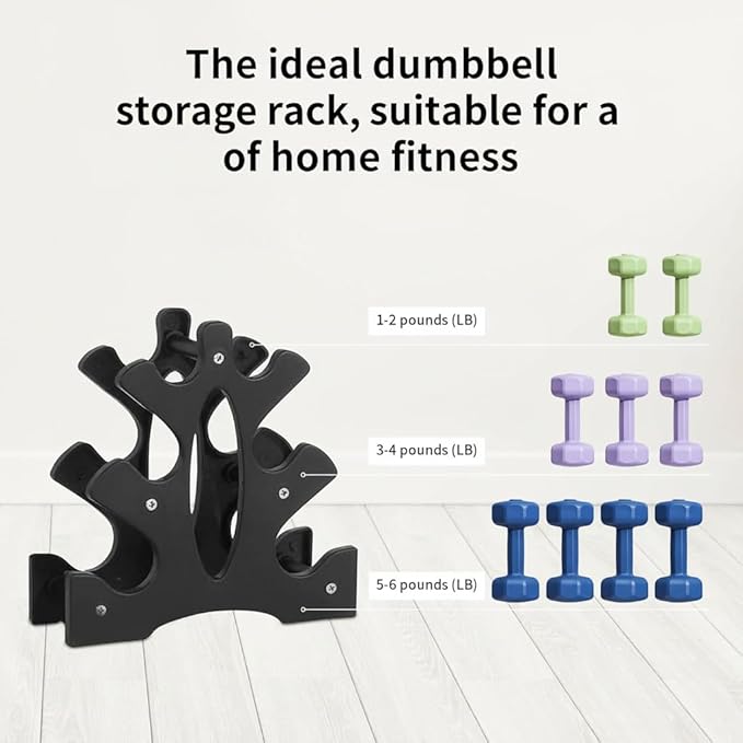 3 Tier Dumbbell Rack Stand - Compact Weight Storage Organizer for Home Gym Exercise, Small Duty 3-Tier Weight Storage Solution (Dumbbells Not Included) - 23x22.5x8.5cm