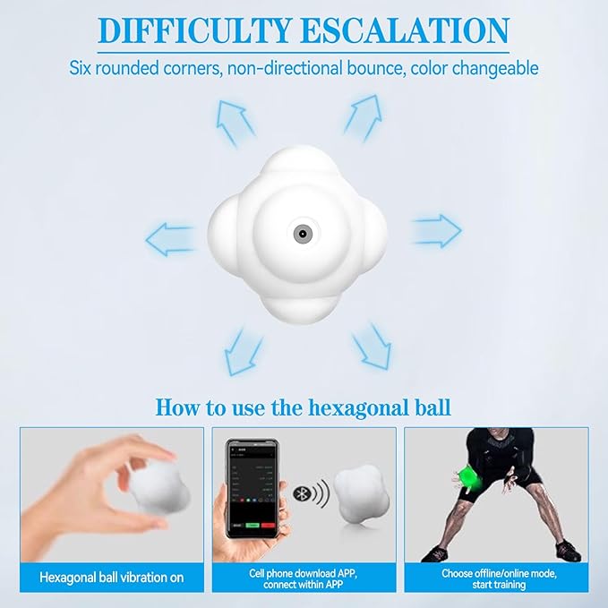 Agile Reaction Training Ball Light Set, 6 Colors Online/Offline Mode Speed Agile Reaction Ball Equipment Quick Response Training Ball Reflex Ball Tools for Enhancing Speed and Agility (3)