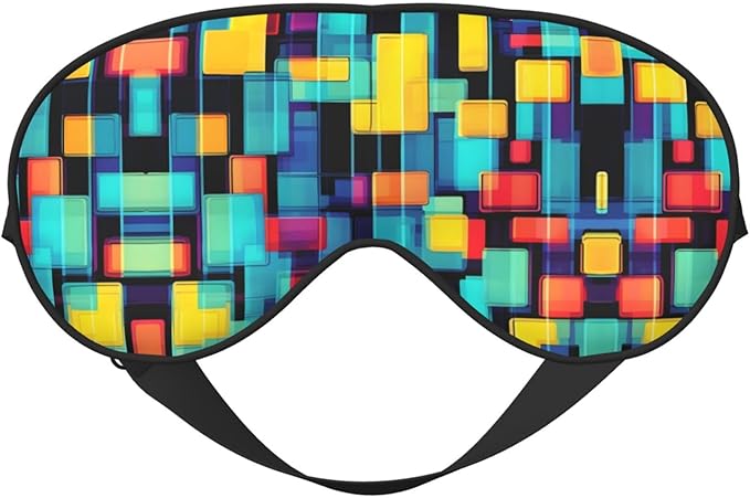 Square Geometry Diagram Head-Mounted Double-Sided Light-Blocking Sleeping Eye mask to Protect Eyes and Relieve Eye Fatigue