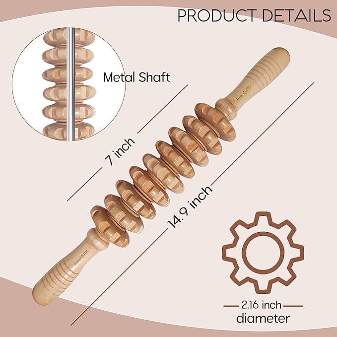 Wood Therapy Massage Tools for Fascial Massage, Cellulite, and Sore Muscles - Multi-Functional Massage Roller Stick for Legs and Back Muscle Recovery