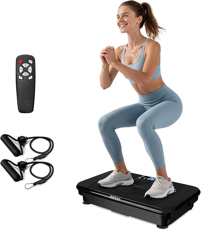 Vibration Plate for Lymphatic Drainage & Full Body Workout - Home Exercise Machine for Weight Loss and Muscle Toning for Men & Women, 400 lbs Capacity Fitness Platform