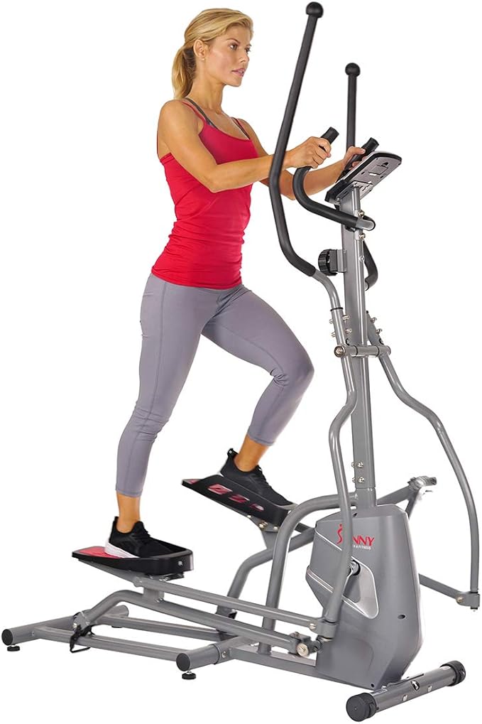 Sunny Health & Fitness Magnetic Elliptical Machine with Adjustable Resistance, Fully Body Workout for Home with Pulse Sensor Monitor, Long Stride Low-Impact Workout with SunnyFit App Access