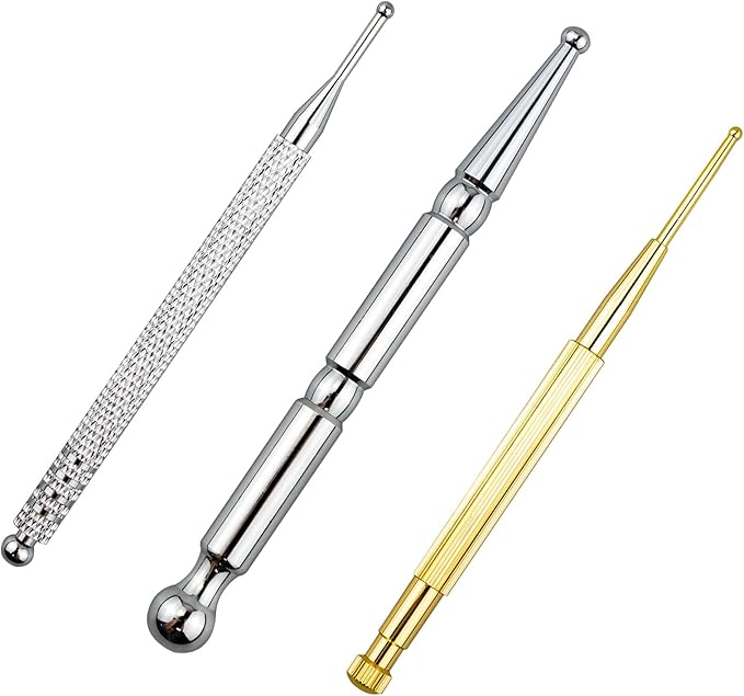 3PCS Massage Tools, Manual Acupuncture Pen, Stainless Steel Acupressure Stick, Facial Reflexology, Dual Head Massage Tool for Full Body Pain Relief
