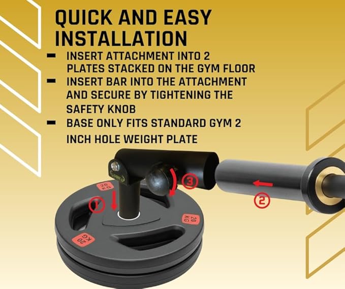 Gainz Barbell Landmine Row Anchor Attachment for Weight Plate - V-Bar/T-Bar, 360° Swivel (for 2" Hole Weight Plates)