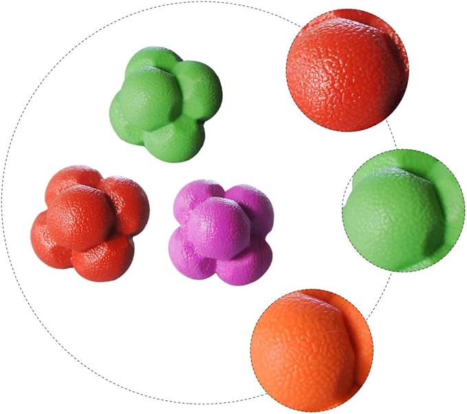 Milisten 3pcs High Elastic Hexagonal Reaction Balls Durable Agile Training Balls for Fitness Reflex and Coordination Drills Random Colors for Home Partner Workouts