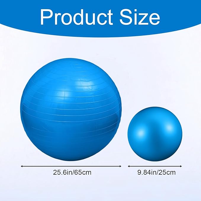 2PCS Yoga Ball, 25Inch Thicked Anti-Burst Exercise Balls for Workout Stretching Stability, Non-Slip Balance Ball Equipment for Women Pilates Physical Therapy Pregnancy Labor Birthing Fitness