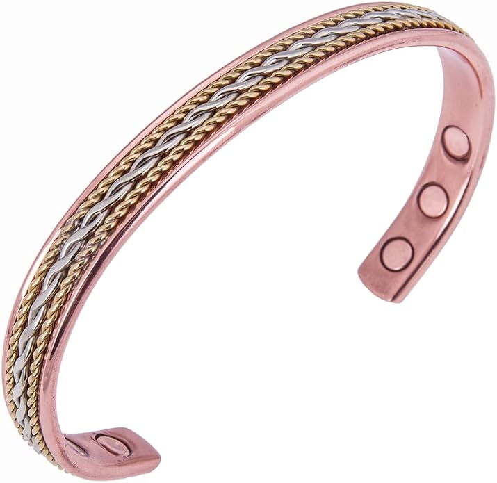 Earth Therapy Elegant Design Magnetic Field Copper Bracelets with Ultra Strength Magnets - Unisex - Adjustable